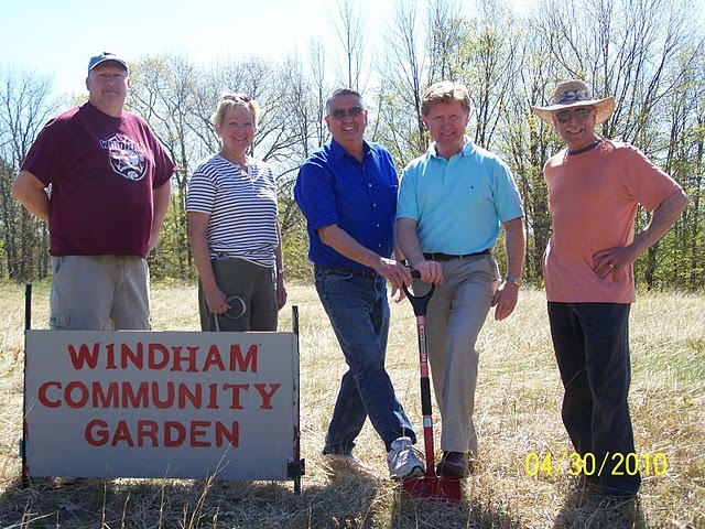 A chili cook-off fundraiser for the Windham Community Garden takes place Saturday. Breaking ground for the garden last year are, from left, Rob Juergens, Marge Govoni, Rep. Gary Plummer, Sen. Bill Diamond and Paul Tringali.