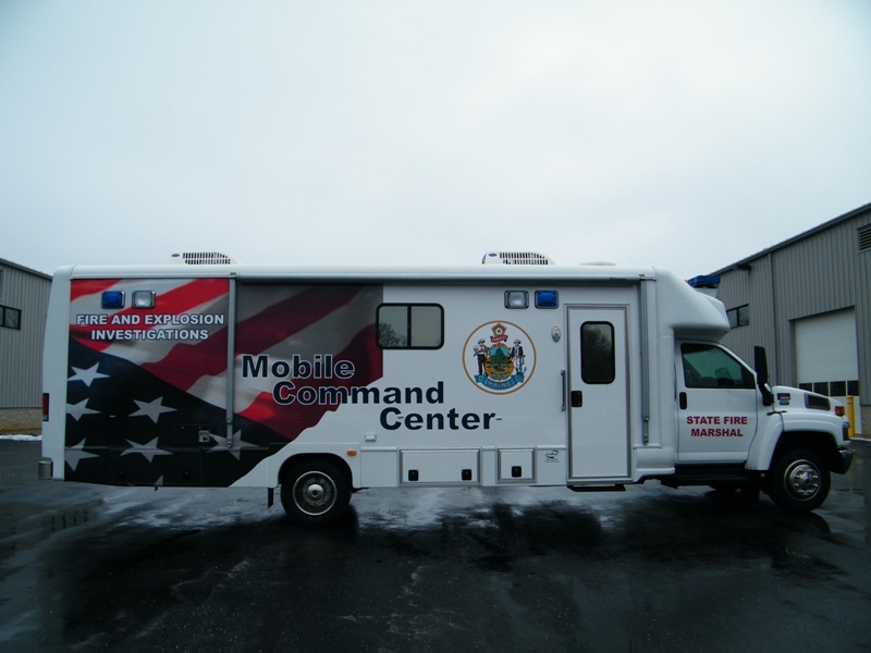 This mobile command center worth $180,000 was donated last week to the state Fire Marshal’s Office by Lewiston natives Gil and Anne Blais in their parents’ honor.
