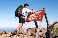 Baxter Peak atop Mount Katahdin marks the northern end of the Appalachian Trail. It takes most through-hikers five to six months of steady walking to complete the whole trail.