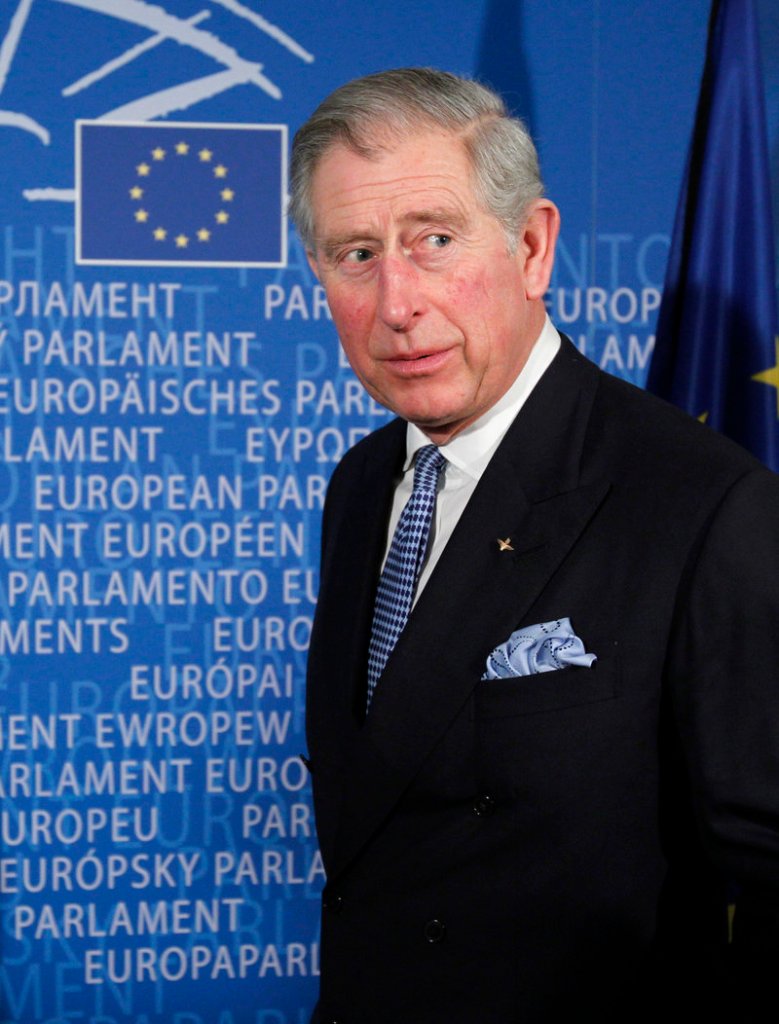 Britain’s Prince Charles is welcomed to the European Parliament in Brussels on Wednesday, where he lashed out at those who doubt the evidence of climate change.