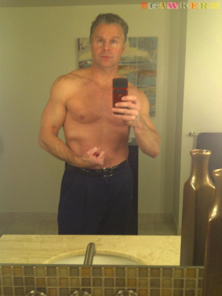 Photo provided by Gawker shows Rep. Christopher Lee posing shirtless in front of a mirror. Lee, a married two-term Republican, abruptly resigned his seat Wednesday.
