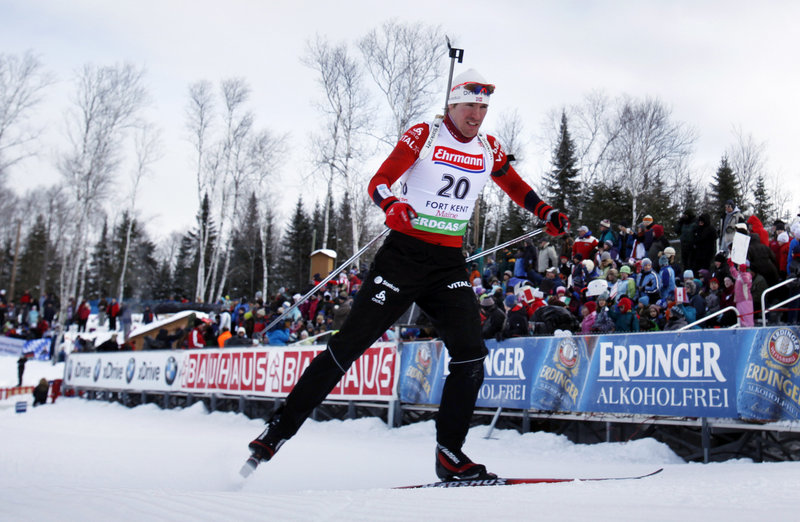 Emil Hegle Svendsen of Norway won the men’s 10-kilometer sprint at the World Cup biathlon Thursday at Fort Kent despite a penalty for missing one target.