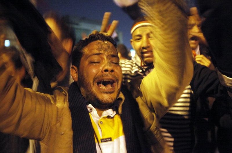 Joy erupts in Cairo’s Tahrir Square as President Hosni Mubarak steps down Friday evening. “The Egyptian revolution could be a huge defeat or a huge victory for al-Qaida,” said Kenneth Pollack, director of the Brookings Institution’s Saban Center for Middle East Policy.
