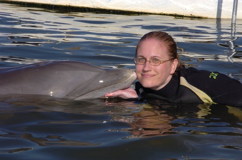 Amy Keck traveled to the Florida Keys to swim with dolphins in February 2010, fulfilling one of her lifelong dreams.