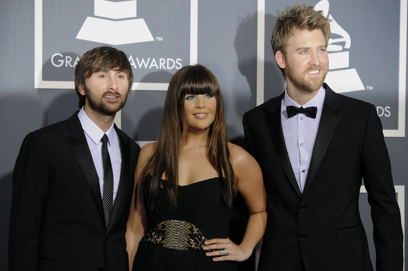 Lady Antebellum: Dave Haywood, left, Hilary Scott and Charles Kelley captured record and song of the year.