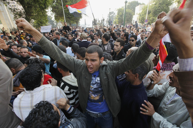 Demonstrators fill Cairo’s Tahrir Square on Monday. Egypt’s Supreme Military Council, which took power after Hosni Mubarak’s resignation, urged Egyptians to go back to work, as thousands of state employees marched to demand better wages and other benefits.