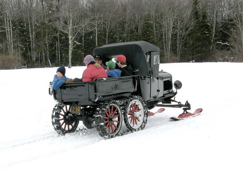 This Model T Snowmobile will be on display Saturday and Sunday at the Owls Head Transportation Museum.