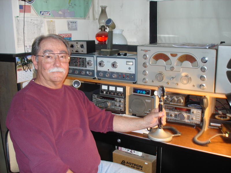 Amateur radio operator Dave LaPierre of Biddeford sits in his "shack" – a ham term for radio setup. LaPierre also is a collector and restorer of vintage ham radio equipment.