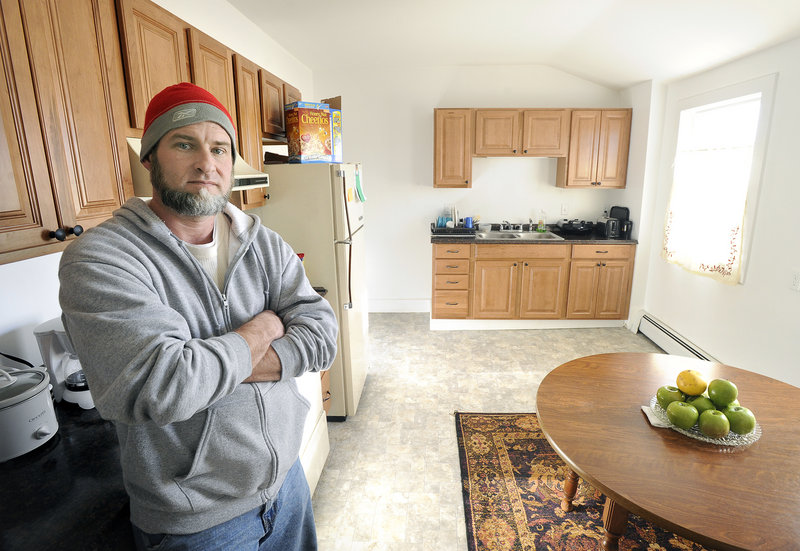 John Patriquin/Staff Photographer Don Ruiz, 45, his wife and their 8-year-old son spent three weeks in Portland’s shelter for homeless families before welfare assistance helped him move into an apartment.