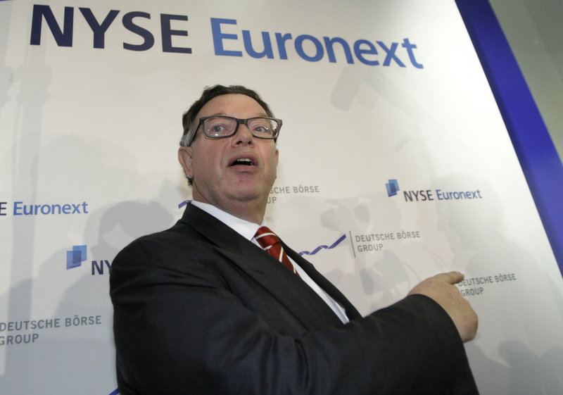 Reto Francioni, chairman of Deutsche Boerse AG, will also be chairman after the merger between his company and NYSE Euronext.