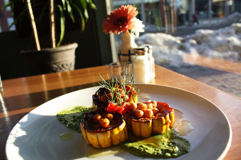 Local 188 will serve vegan and gluten-free Indian barbecued chickpeas, baked inside delicata squash with a coconut cilantro chutney during Maine Restaurant Week.