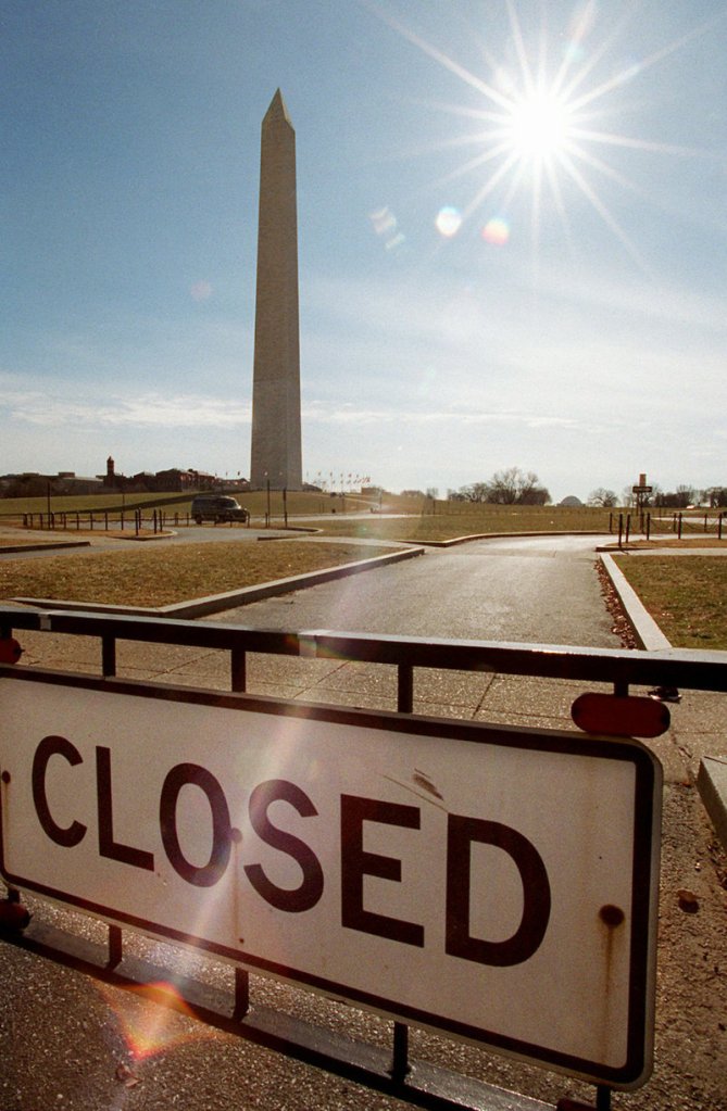 In 1996, the closed Washington Monument was an iconic image of the federal budget impasse that created one of the few memorable government shutdowns.