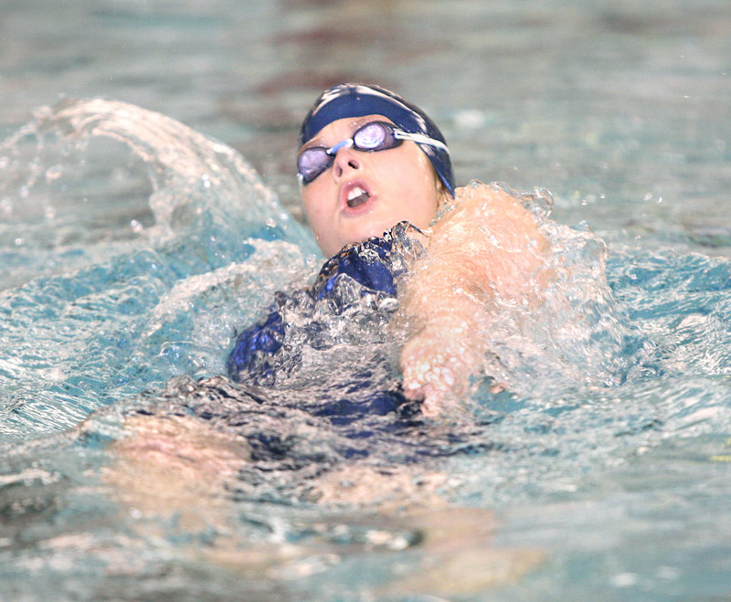 Kathryn Violette of Westbrook posted a time of 2:14.12 in the finals of the 200-yard individual medley for a third-place finish in the Class A state meet.