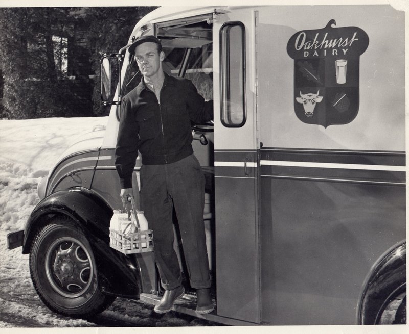 Clinton Roberts, seen with his Oakhurst milk truck, later started a fish store in Portland and drove a cross-country truck route.