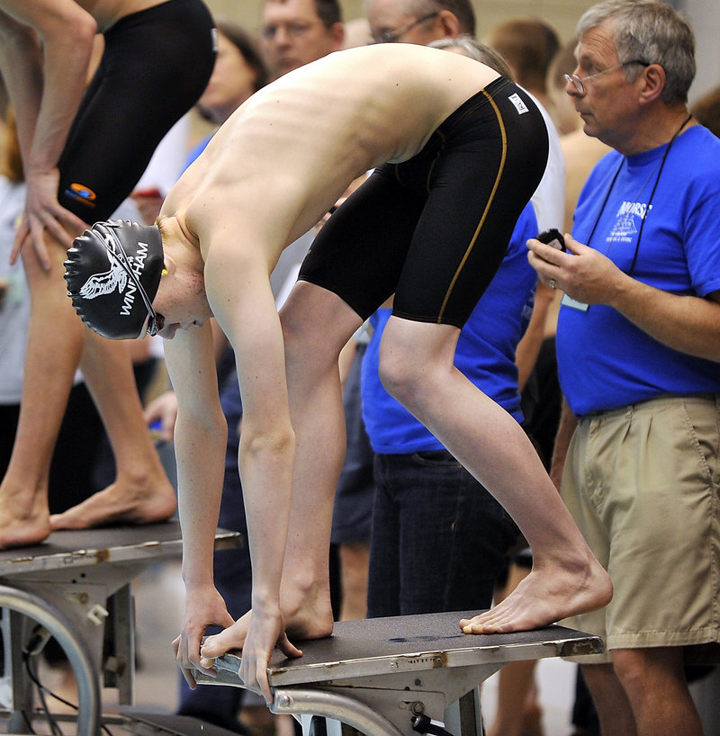 Nicholas Sundquist not only helped Windham win the 200 medley relay, he also placed second in the 50 freestyle.