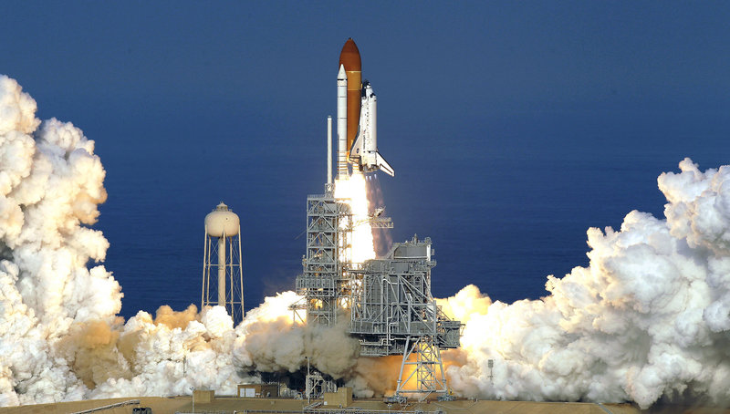 The space shuttle Discovery lifts off at Kennedy Space Center in Cape Canaveral, Fla., on Thursday as it heads to the International Space Station. Once it completes its 39th mission – the 133rd overall in a program that has lasted for 30 years – Discovery will head for a museum.