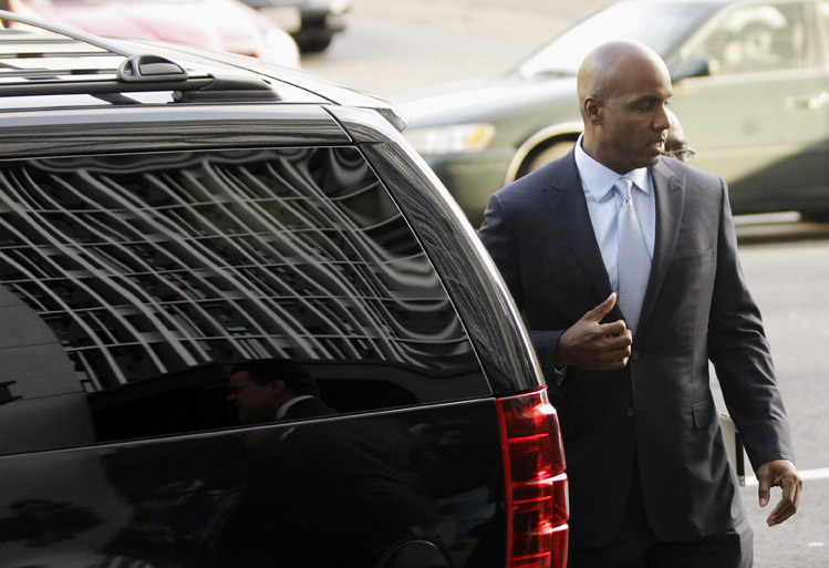 Barry Bonds arrives at the federal courthouse in San Francisco today.
