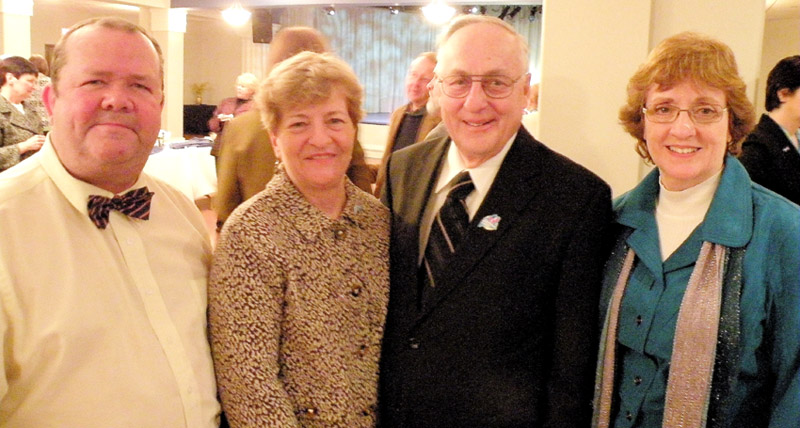 Pictured at the Lewiston reception honoring Franco-American Hall of Fame inductees are, from left: Rep. John Tuttle, inductees Claire Auger and her husband Gilles Auger, and Rep. Andrea Bloand.