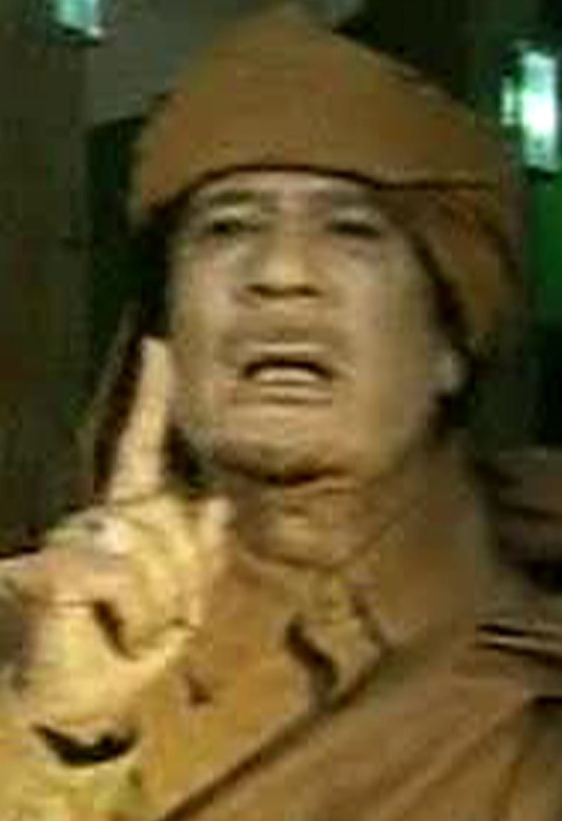 In a Feb. 22 image from Libyan television, Col. Moammar Gadhafi says he will never surrender.