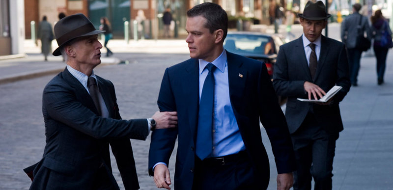 John Slattery, left, and Matt Damon in "The Adjustment Bureau."