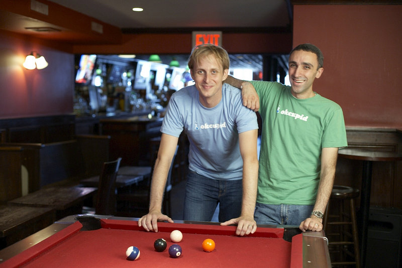 South Portland native Chris Coyne, left, hangs out in 2008 with Sam Yagan, one of the other founders of an online dating site.