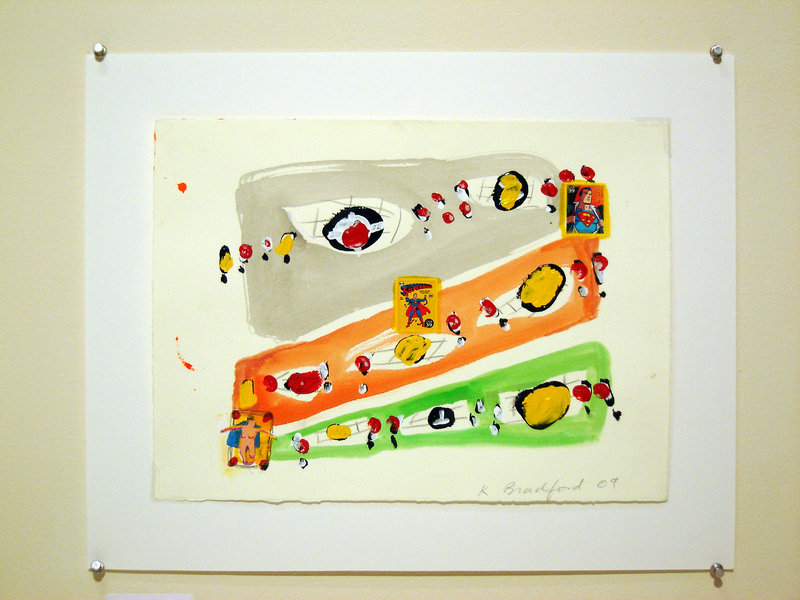 Bradford’s “Super Stamps,” gouache, collage and acrylic, 2009.