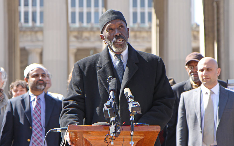 Civil rights activist Victor Abdulla of the Masjid Al-Islam mosque in Nashville, Tenn., speaks at a Tuesday news conference at the Capitol in Nashville in opposition to legislation that would make following some versions of the Islamic code known as Shariah a felony.
