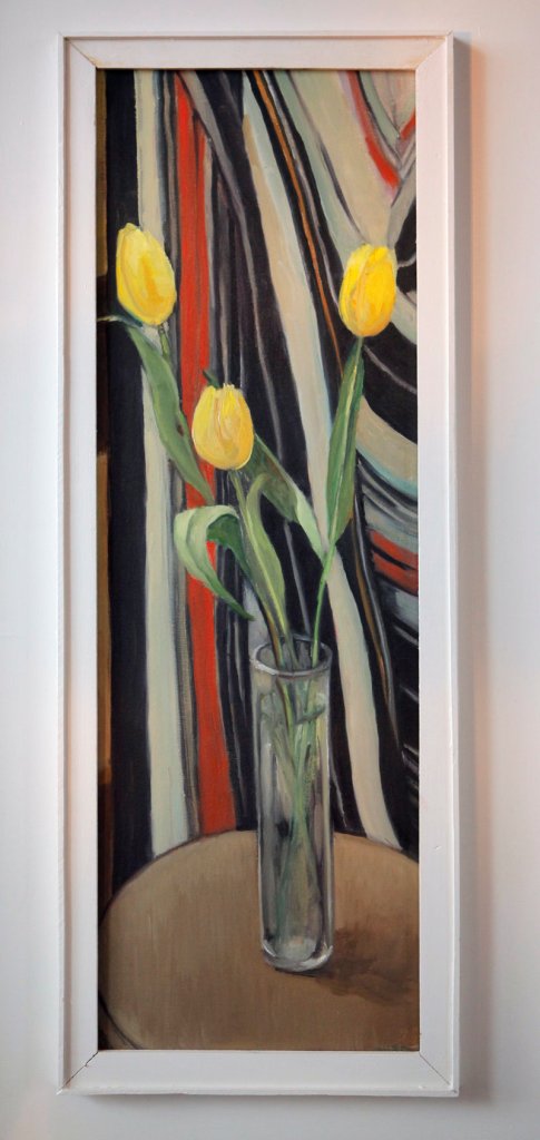 Tulips with Roman Shawl,” by Jerry Day Mason.