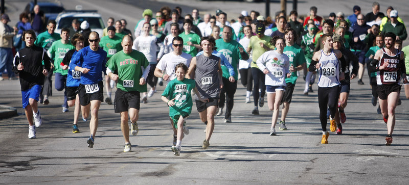 Runners start off in the 5K Shamrock Sprint as part of Bath Blarney Days events in Bath Saturday.