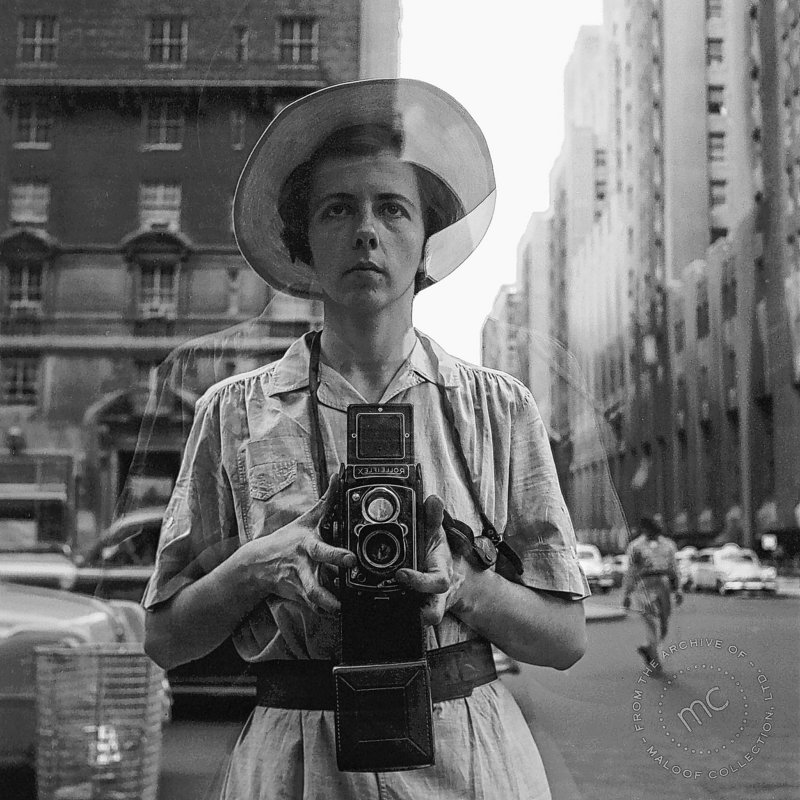 This is an undated and untitled self-portrait of Vivian Maier.