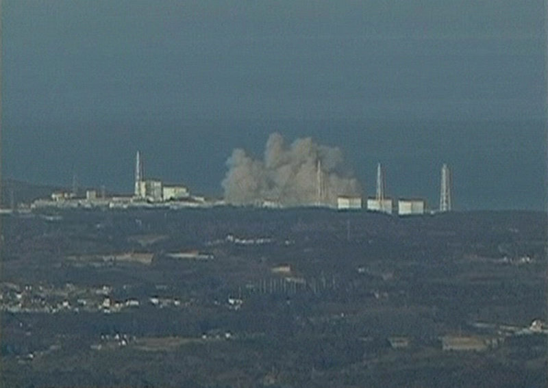 In this video image taken from NTV Japan via APTN, smoke raises from Fukushima Daiichi power plant s Unit 1 in Okumamachi, Japan, on Saturday.