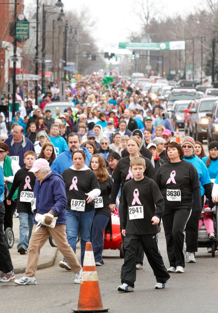 More than 2,000 people take part in Mary’s Walk to benefit the Maine Cancer Foundation. This year’s event was dedicated to the memory of a popular Thornton Academy teacher.