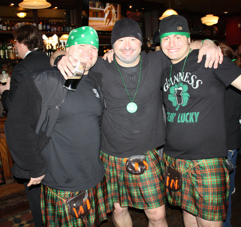 Chris Cherest of Westbrook, Cisco Powell of Westbrook and Cy Platt of Gorham, who took the plunge in their kilts.