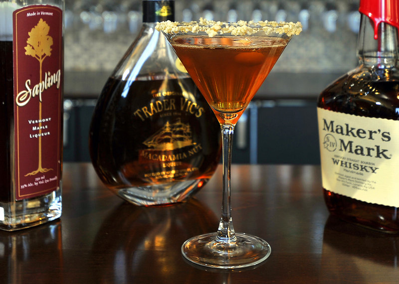 The Mark of the Maple cocktail blends maple liqueur and maple syrup with Maker’s Mark bourbon.