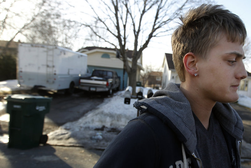 Nick Hockert mourns his friend Trevor Robinson, 19, near the Blaine, Minn., house where authorities say Robinson died and 10 teenagers and young adults were hospitalized Thursday after an apparent mass overdose. The party-goers had taken 2C-E, which can be purchased online.