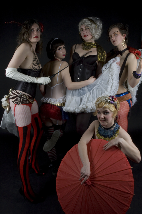 The Dirty Dishes Burlesque Revue started as The Damsels in Burlesque in 2006, expanded to 10 women and now comprises a core of five performers.