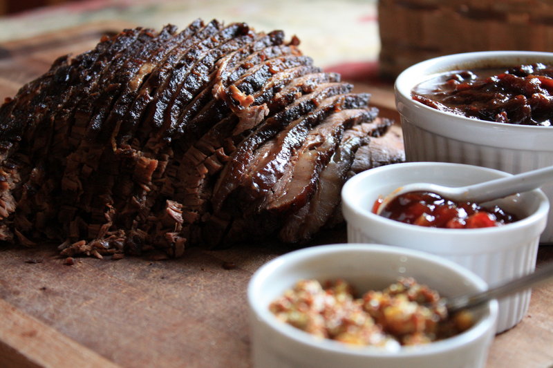 Chili-rubbed pot roast can be served hot or cold as a potluck or buffet brunch dish.