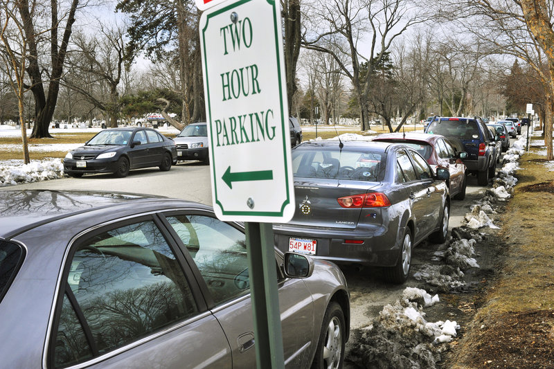 Parking on the entrance road to Evergreen Cemetery is now limited to two hours, and the limit will be enforced, after complaints that UNE students and faculty were using the area.