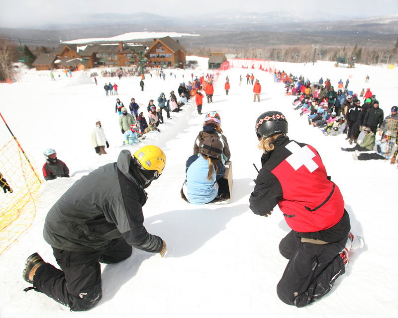 Sledders are launched down a specially designed slope at Saddleback.