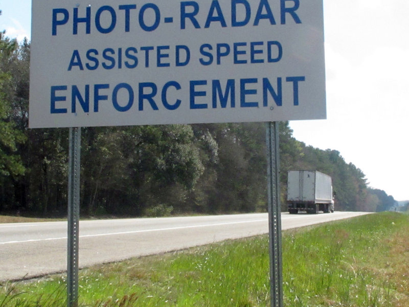 A sign in Ridgeland, S.C., warns motorists entering town on Interstate 95.