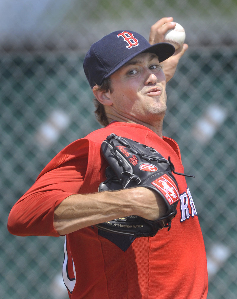 Andrew Miller will be in Pawtucket but Wednesday pitched for the Sea Dogs in an exhibition. He struck out six in four innings.