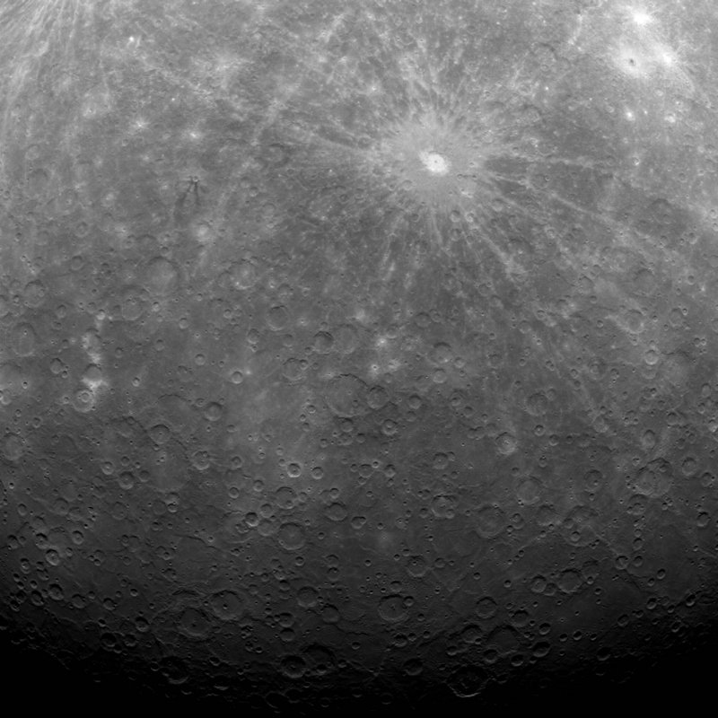 This image provided by NASA is the first ever obtained from a spacecraft in orbit around the solar system’s innermost planet, Mercury. It was captured early Tuesday morning.