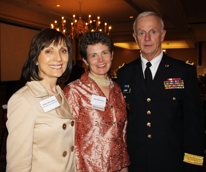 Interim CEO Mary Jane Krebs, Heart of Gold award winner Kate Braestrup and Major General John Libby of the Maine National Guard.