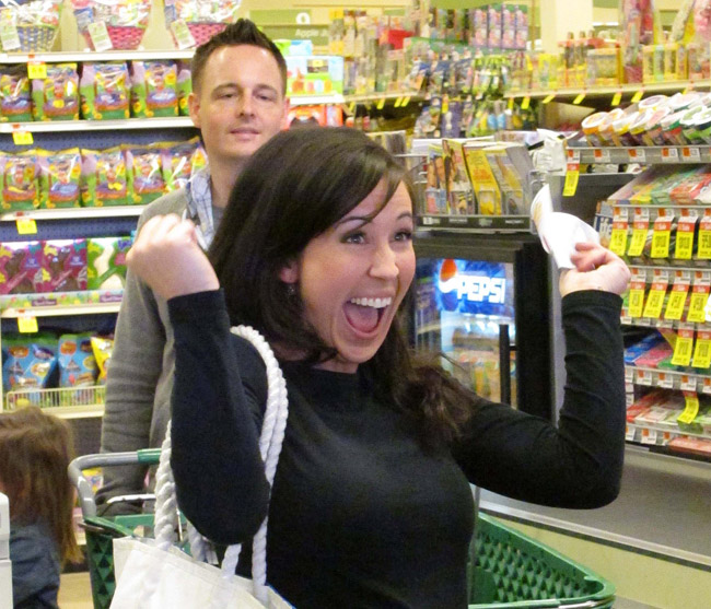An undated TV publicity image released by TLC shows Chrystie Corns experiencing an "Extreme Couponing" moment. Corns, who is 33 and works as a social media consultant in Portland, will be among the 24 “super couponers” the show will follow over 12 half-hour episodes. The series premieres tonight at 9. Corns’ “extreme couponing” methods were detailed in a profile in The Portland Press Herald in February.