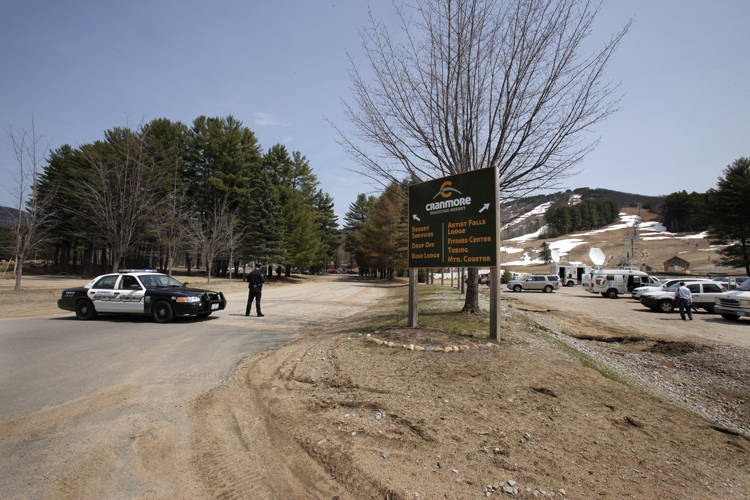 Police blocked off the road to the base lodge of Mount Cranmore while officials searched Duck Pond, which is near the spot where Krista Dittmeyer's car was found.
