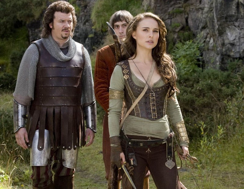Natalie Portman, Danny McBride, left, and Rasmus Hardiker appear in “Your Highness,” a new comedy that hearkens of Monty Python with a dash of “Pineapple Express.”