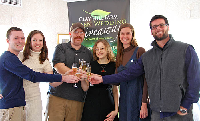 Green wedding runners-up, from left, are Jeffrey Court and Samantha Smith of Worcester, Mass., and Luke Fuller and Cassi Madison of Portland; and grand-prize winners Amy Watson and Douglas Figueiredo.