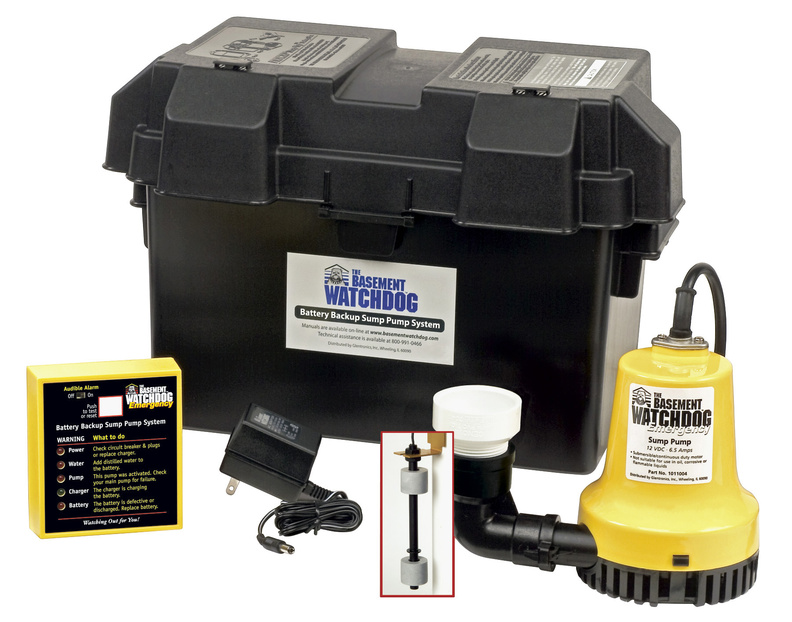 The Watchdog 1730 GPH Battery Backup Sump Pump System recharges the battery automatically. The compact pump is meant to fit small or narrow pits.