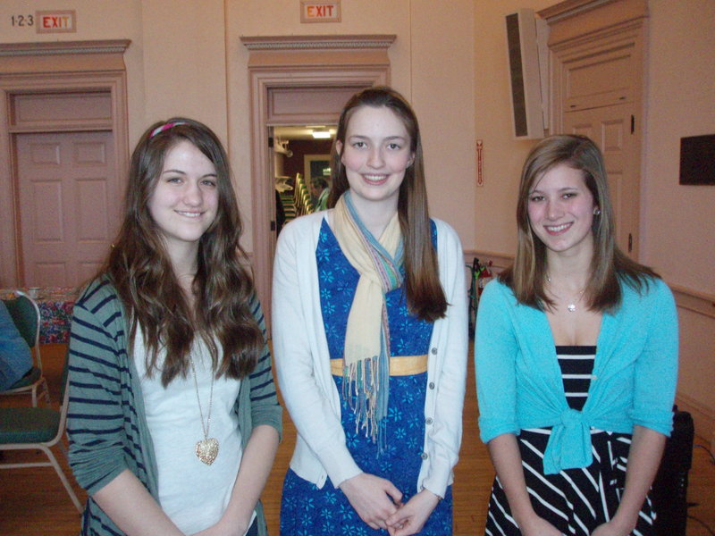 Woman's Literary Union essay contest winners are, from left, Brittany Biggs, first; Lena Champlin, second; and Megan Loiselle, third.