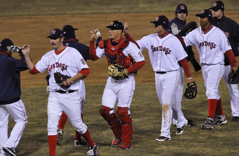 Game over, game won, and the Portland Sea Dogs did what they hope will become a habit this season – the team congratulations in the infield. Portland opened its season on a chilly Thursday night at Hadlock Field with a 4-3 victory against the Reading Phillies.